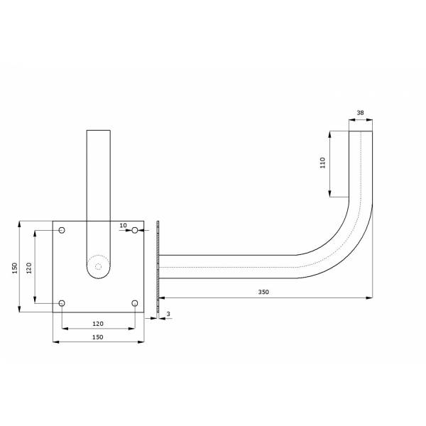 Metalinis sieninis laikiklis Ø38mm L350