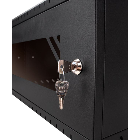 Stovo Spintelė 19" 4U, 450mm, Stiklinės Durys, Juoda