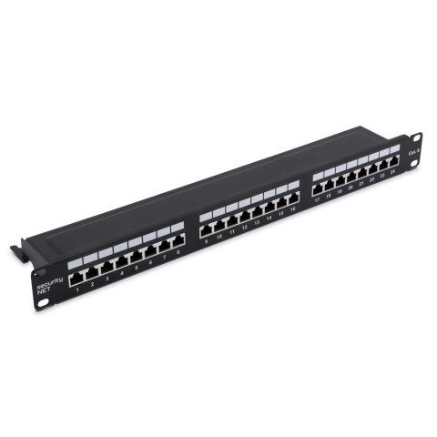 Patch Panel Cat6 UTP 24-Port RJ-45 19" 1U su lentyna