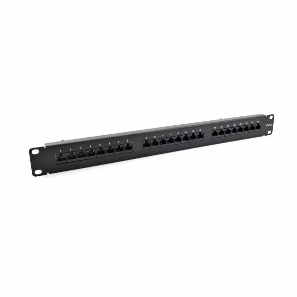 Patch Panel Cat6 UTP 24-Port RJ-45 19" 1U su lentyna