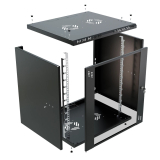 Stovo Spintelė 19" 12U, 450mm, Stiklinės Durys, Juoda
