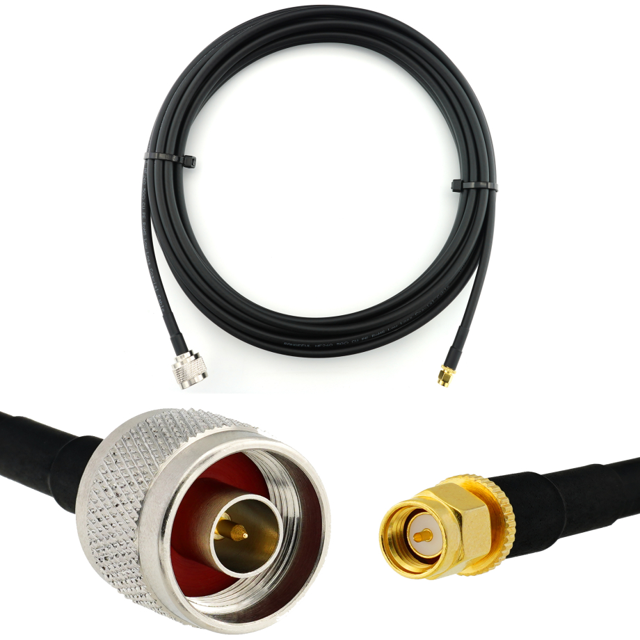 SMA Male iki N Male 7m koaksialinis kabelis — HF240 (atitinka LMR240)