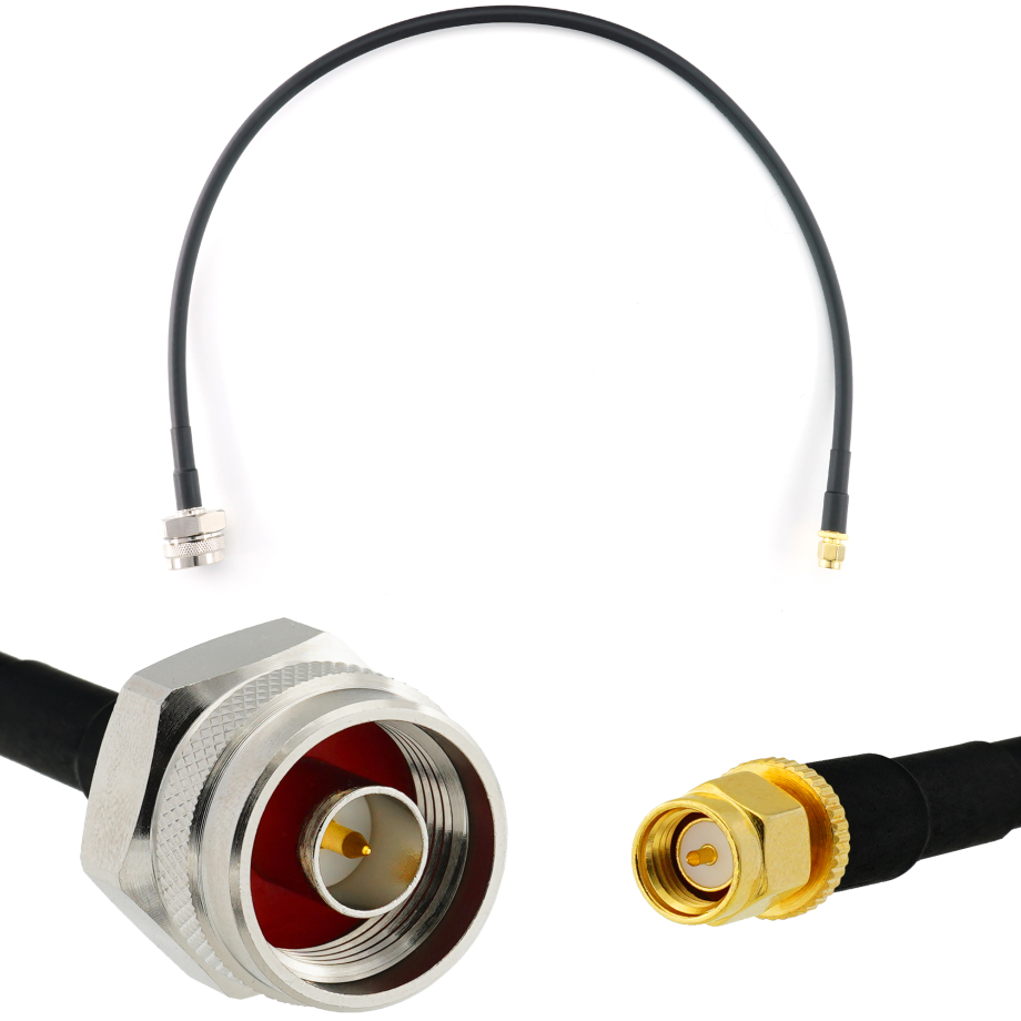 SMA Male iki N Male Hex 50cm koaksialinis kabelis — HF240 (atitinka LMR240)