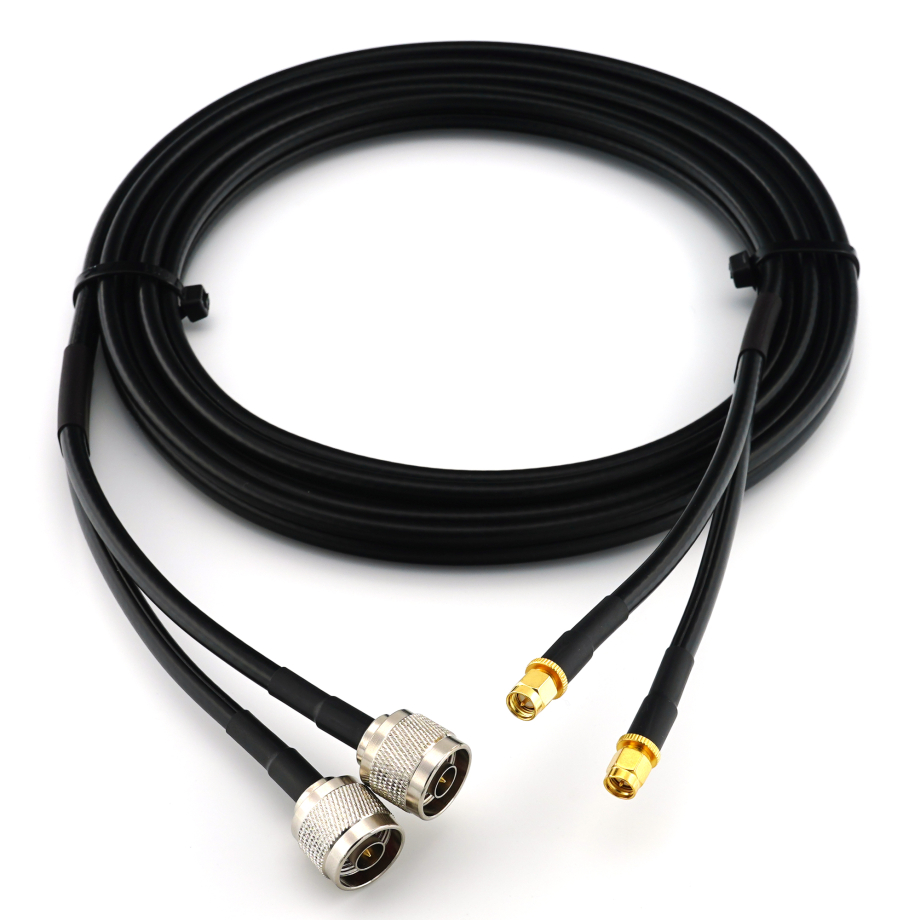 SMA Male iki N Male 15m dvivietis koaksialinis kabelis — HF240 (atitinka LMR240)