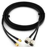 RP-SMA Male iki N Male 12m dvivietis koaksialinis kabelis — HF240 (atitinka LMR240)