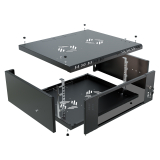 Stovo Spintelė 19" 4U, 450mm, Stiklinės Durys, Juoda