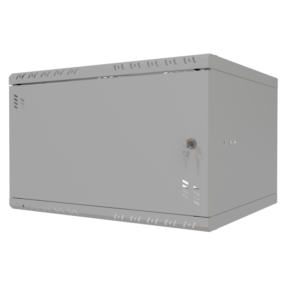 Stovo Spintelė 19" 6U, 450mm, Stiklinės Durys, Pilka