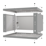 Stovo Spintelė 19" 6U, 450mm, Stiklinės Durys, Pilka