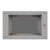 Stovo Spintelė 19" 6U, 450mm, Stiklinės Durys, Pilka