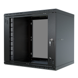 Stovo Spintelė 19" 9U, 600mm, Stiklinės Durys, Juoda
