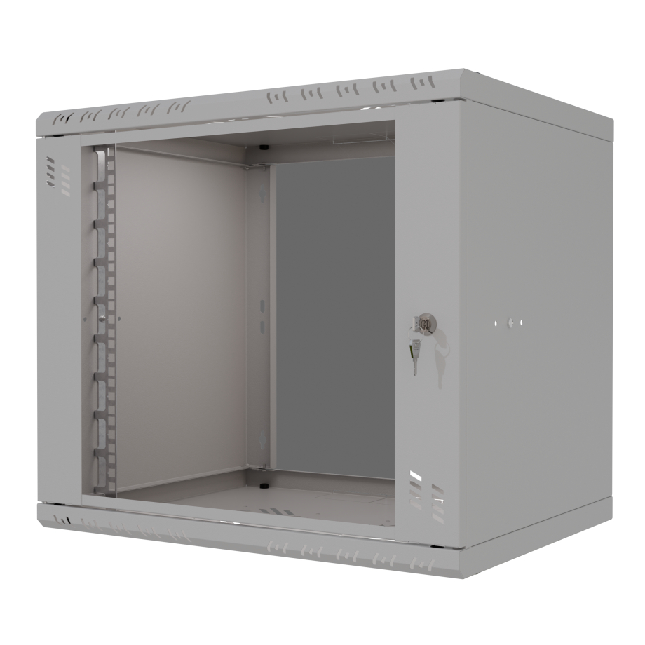 Stovo Spintelė 19" 9U, 600mm, Stiklinės Durys, Pilka
