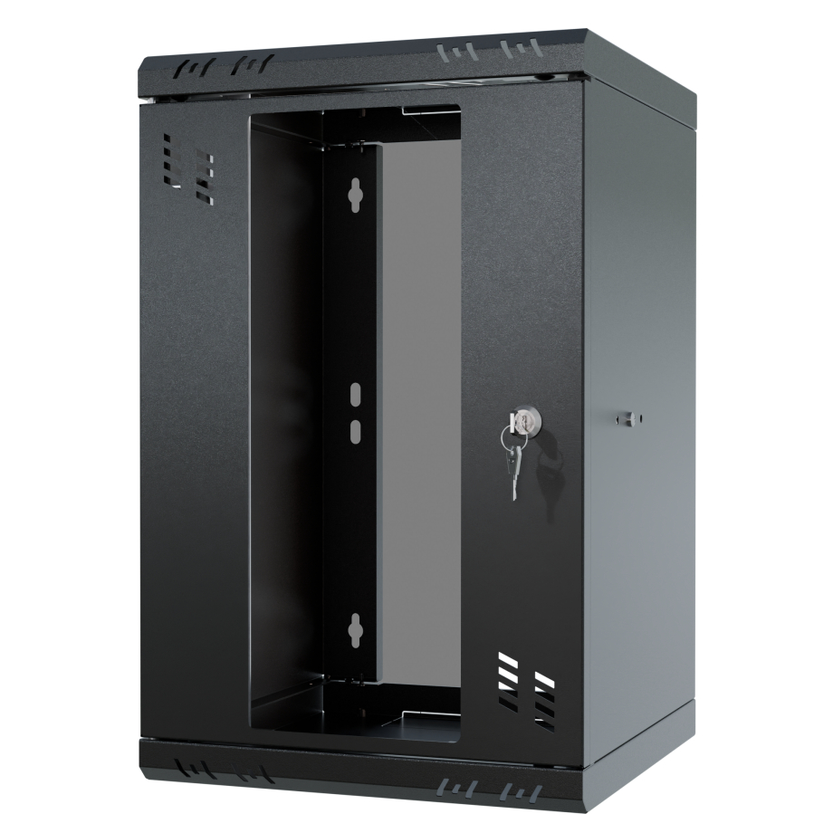 Stovo Spintelė 10" 6U, 300mm, Stiklinės Durys, Juoda