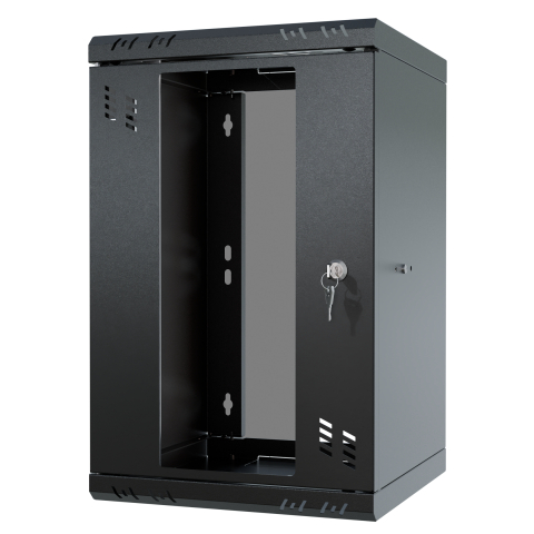 Stovo Spintelė 10" 6U, 300mm, Stiklinės Durys, Juoda