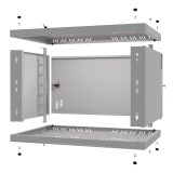 Stovo Spintelė 19" 6U, 350mm, Metalinės durys, Pilka