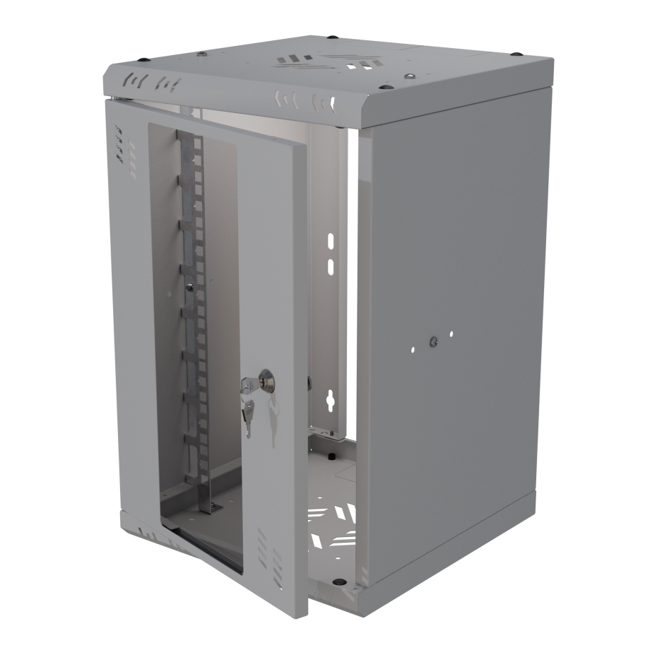 Stovo Spintelė 10" 6U, 300mm, Stiklinės Durys, Pilka