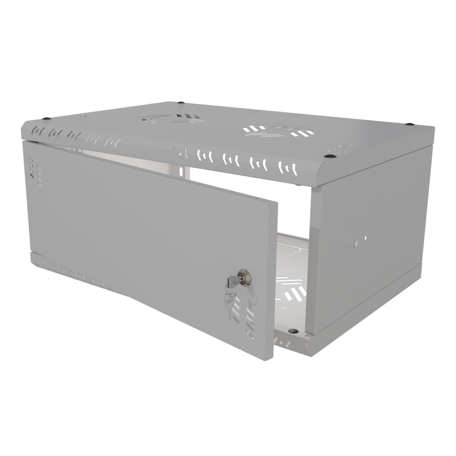Stovo Spintelė 19" 4U, 350mm, Metalinės durys, Pilka