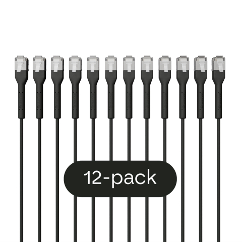 Broadbe plonas Patch kabelis 10G juodas 0.1m 12 vnt.
