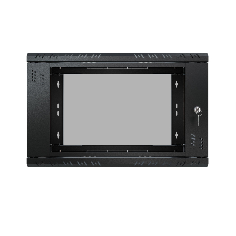 Stovo Spintelė 19" 6U, 350mm, Stiklinės Durys, Juoda